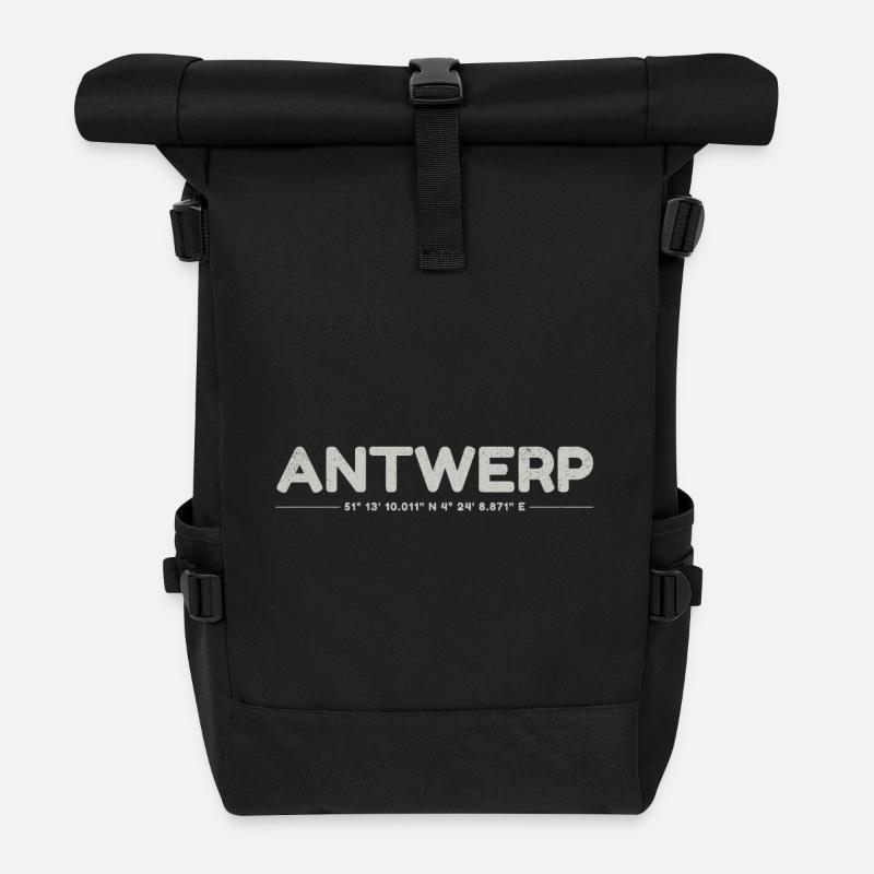 Antwerpen Antwerp Gps Koordinaten - Rolltop Rucksack - Schwarz