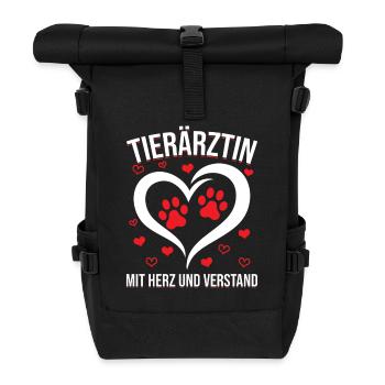 Tierärztin Geschenk - Rolltop Rucksack - Schwarz - Vorne