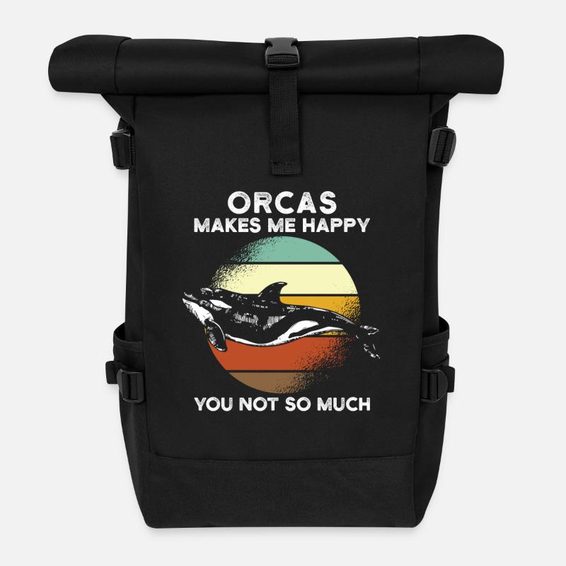 Orcas make me happy - Rolltop Rucksack - Schwarz