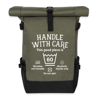 Handle With Care 60 Geschenk 60. Geburtstag - Rolltop Rucksack - Olive/Schwarz - Vorne