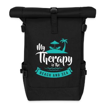Strand Meer Urlaub Spruch Palmen - Rolltop Rucksack - Schwarz - Vorne