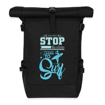 Surfing Spruch - Rolltop Rucksack - Schwarz - Vorne