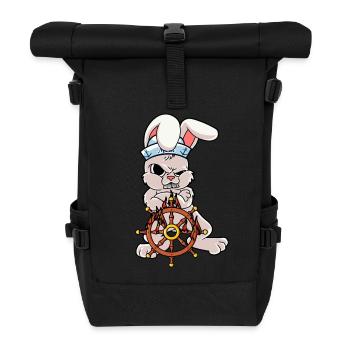 Maritim Steuermann Seemann Hase Nautik feurig Ahoi - Rolltop Rucksack - Schwarz - Vorne