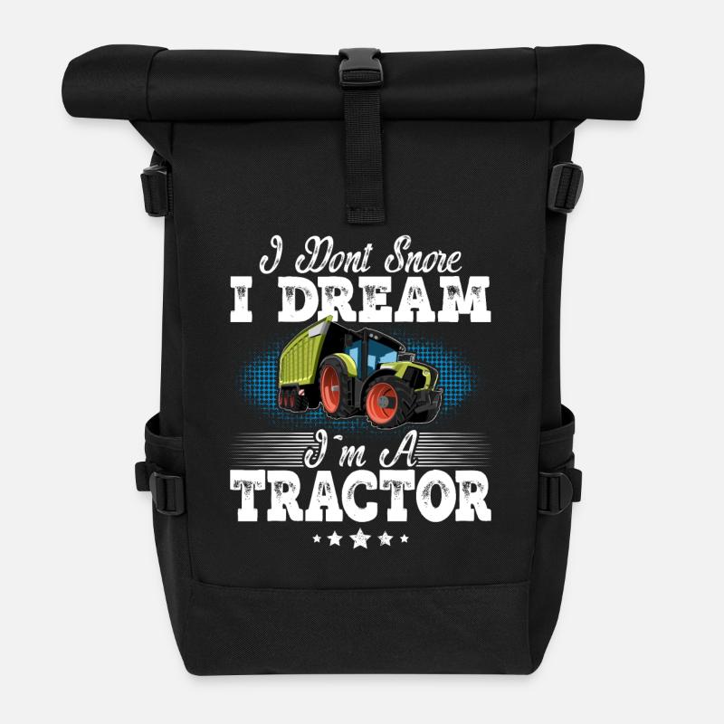 Traktor Schnarchen Lustiger Spruch - Rolltop Rucksack - Schwarz