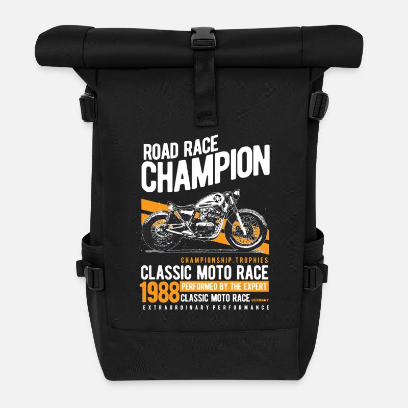 Road Race Champion 1988 Moto Tee - Rolltop Rucksack - Schwarz