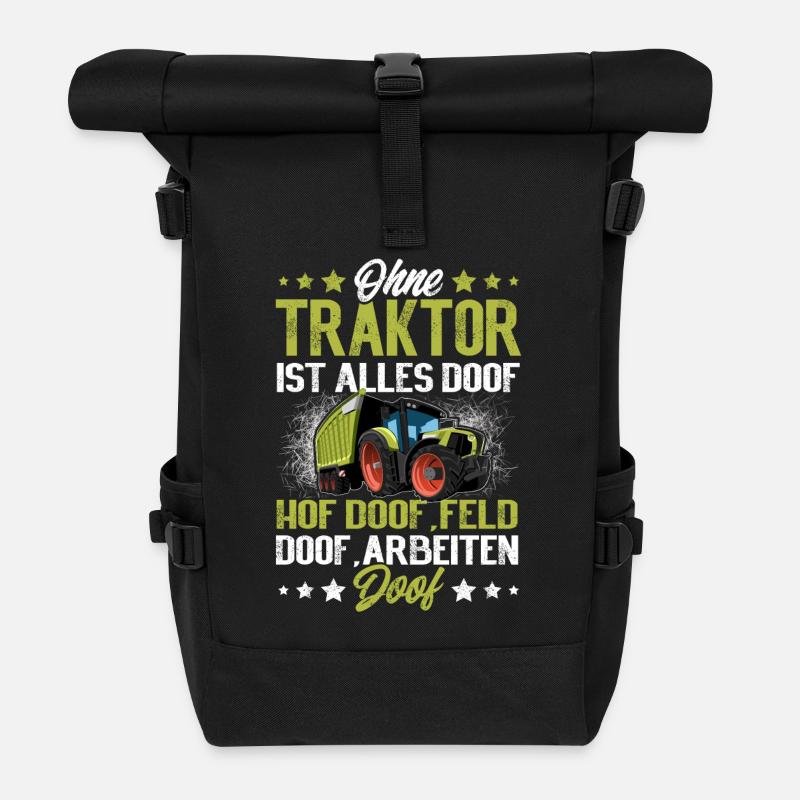 Landwirt Traktor - Rolltop Rucksack - Schwarz