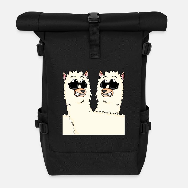 Des alpagas drôles - Sac à dos roll top - noir