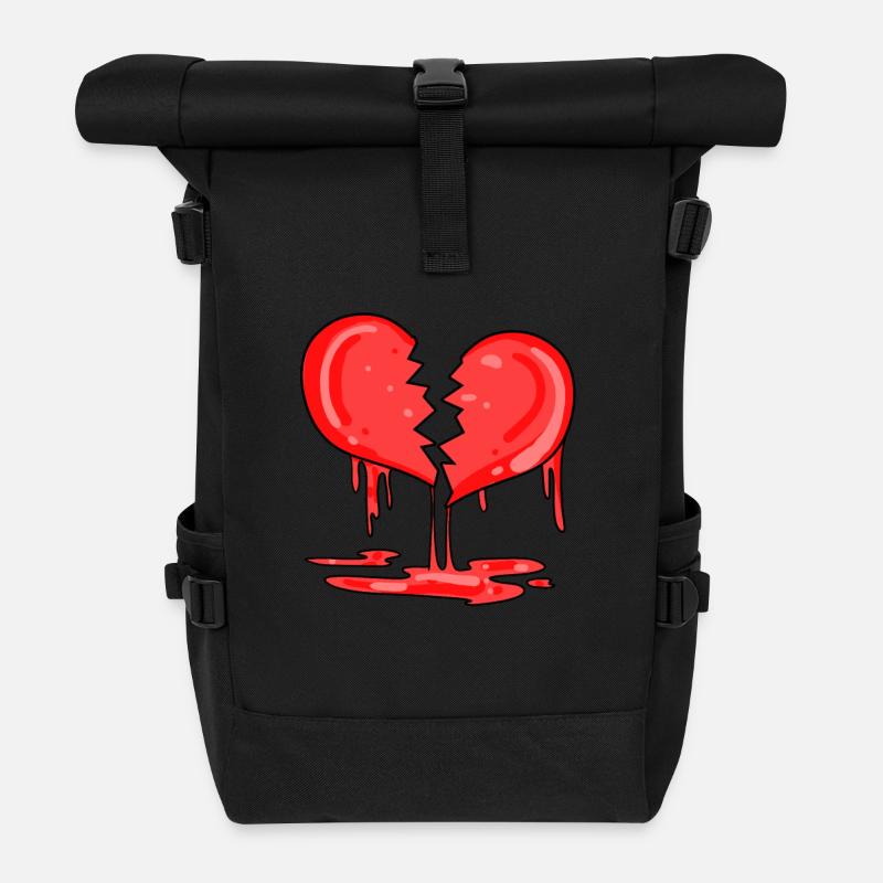 Gebrochenes Herz - Rolltop Rucksack - Schwarz