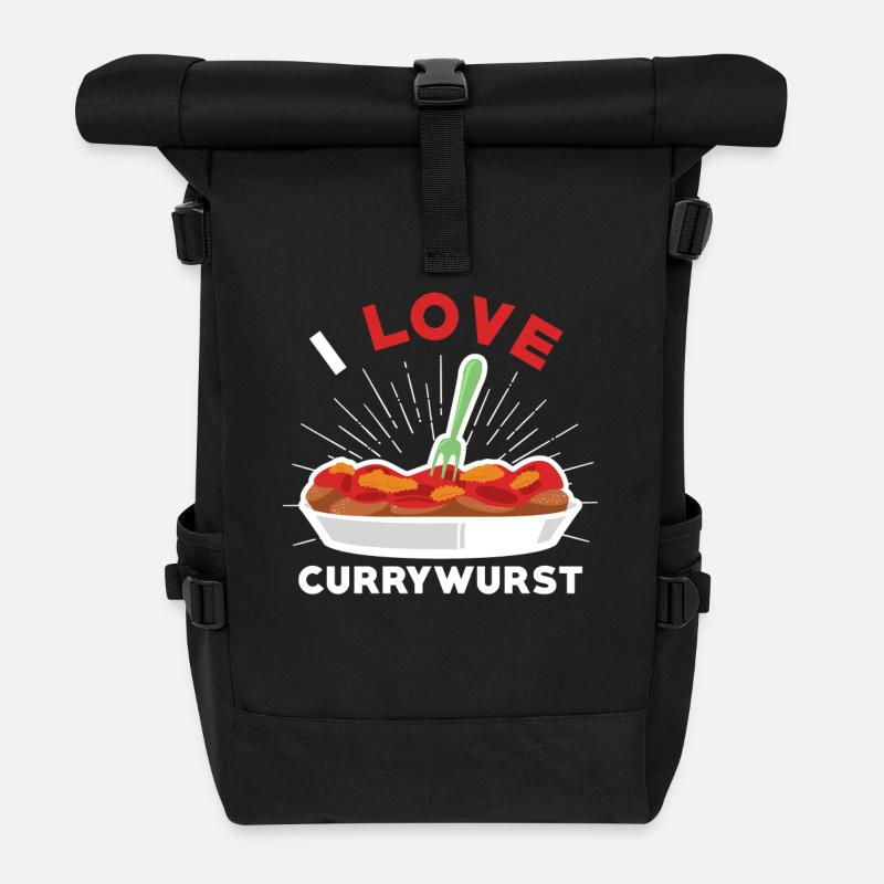 Currywurst Ich liebe Currywurst - Rolltop Rucksack - Schwarz
