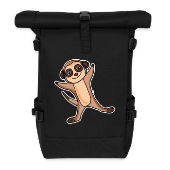 Erdmännchen Sticker - Rolltop Rucksack - Schwarz - Vorne