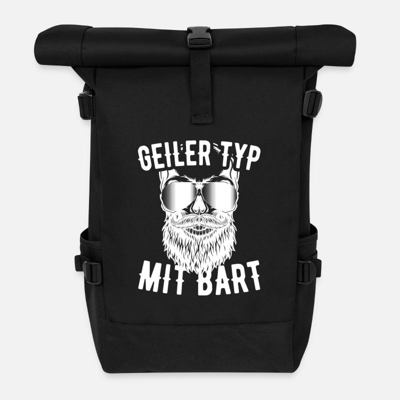 Geiler Typ Mit Bart Bartträger Barbier Vollbart - Rolltop Rucksack - Schwarz
