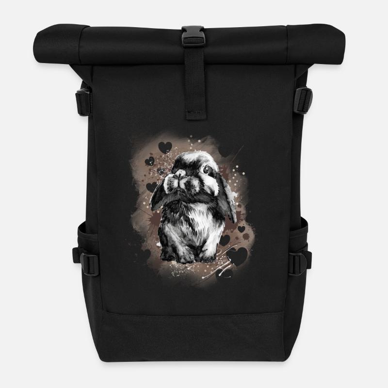 Lapin lapin - Sac à dos roll top - noir