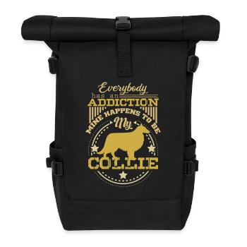 Longhaired collie - Roll Top Backpack - black - Front