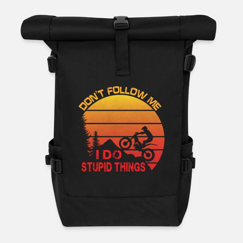 Trial Motorrad Spruch - Rolltop Rucksack - Schwarz