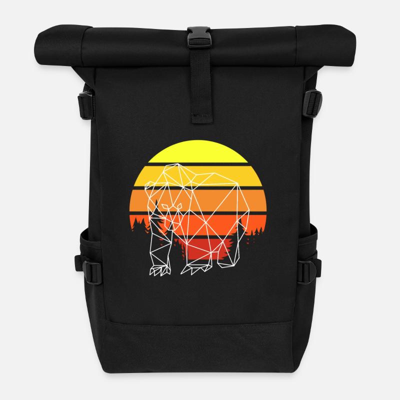 Bär Polygon Sunset - Rolltop Rucksack - Schwarz