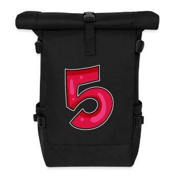 Ziffer 5 Zahl Rot - Rolltop Rucksack - Schwarz - Vorne