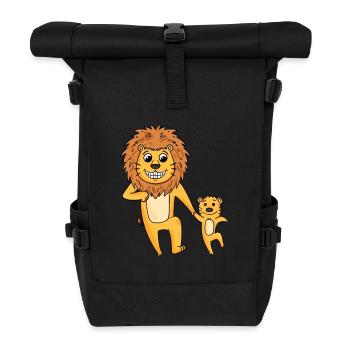 Lion avec enfant - Sac à dos roll top - noir - Devant