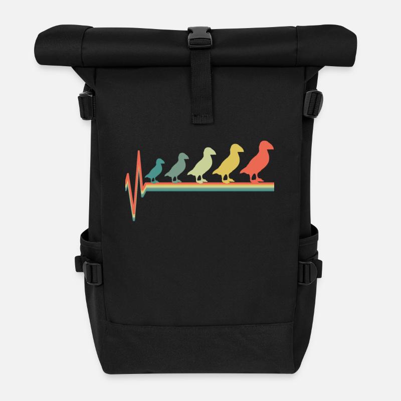 Papageientaucher Vögel Herzschlag - Rolltop Rucksack - Schwarz