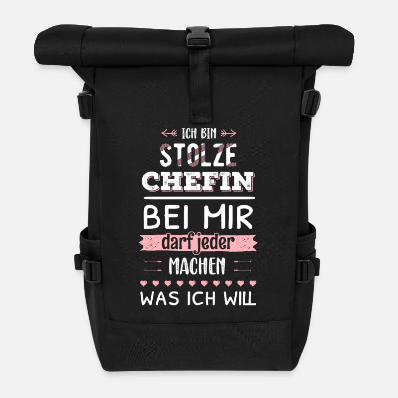 Stolze Chefin Geschenkidee Unternehmerin Business - Rolltop Rucksack - Schwarz