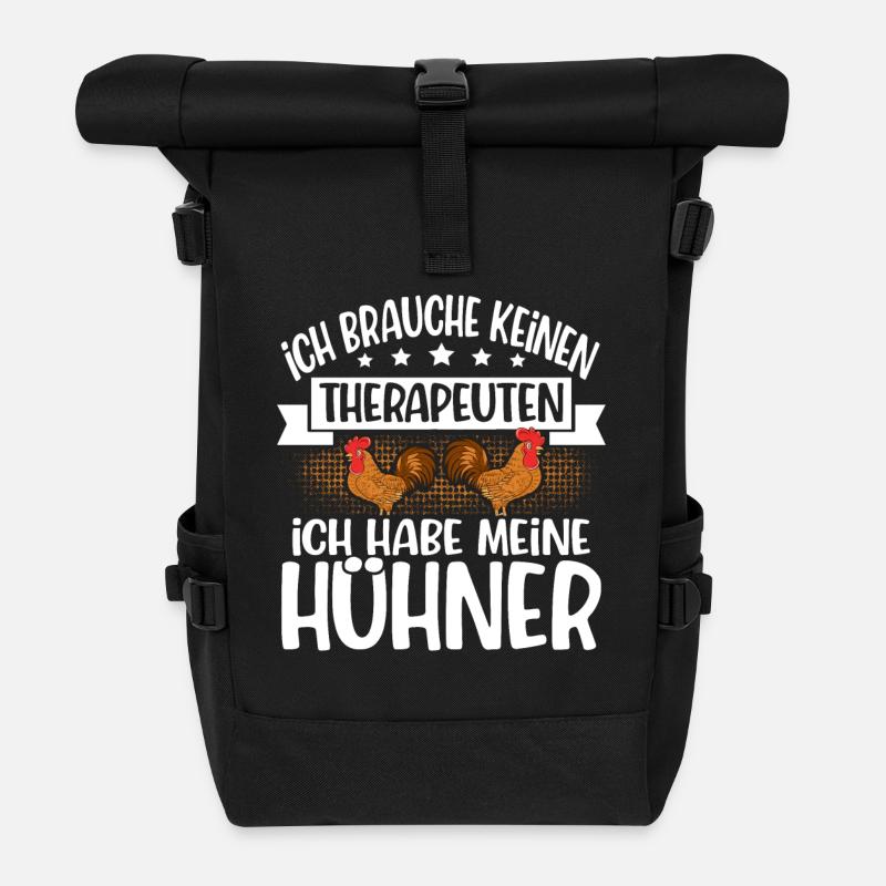 Hühner - Rolltop Rucksack - Schwarz