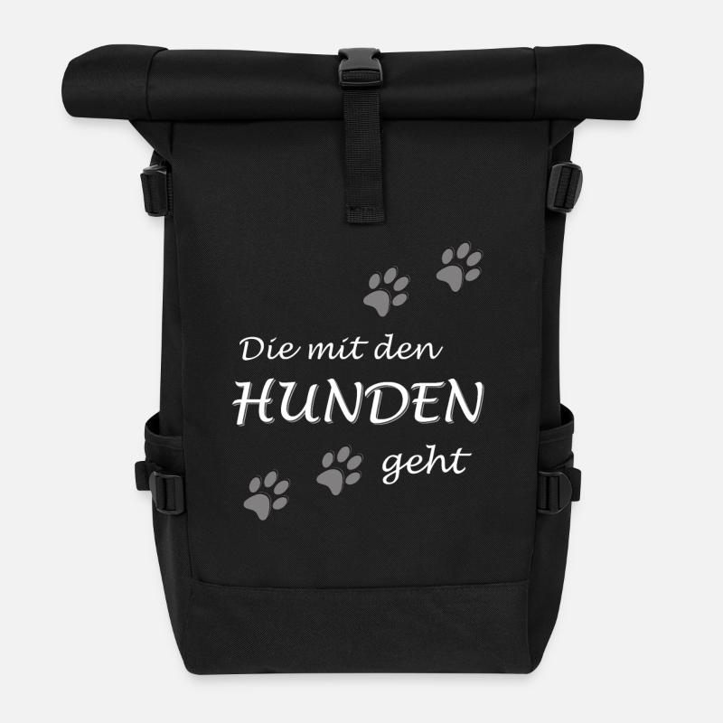 Die mit den Hunden geht, Dog Gassi Hundebesitzer - Rolltop Rucksack - Schwarz