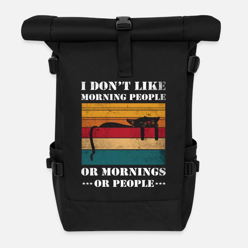 I Don't Like Morning People or Mornings or People - Rolltop Rucksack - Schwarz