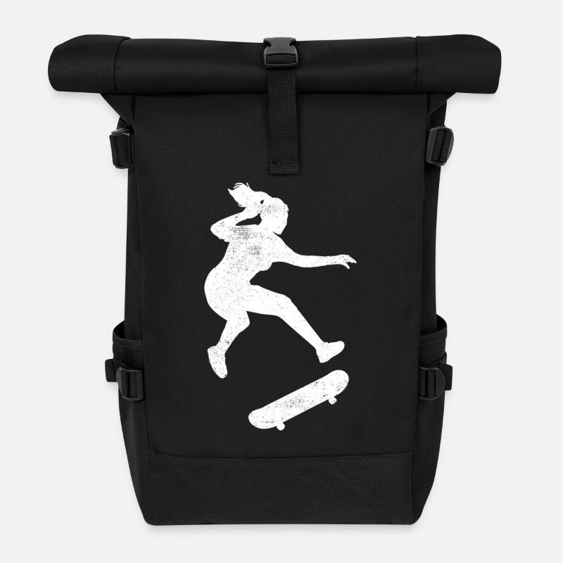 Skaten Skater Skateboard Skate - Rolltop Rucksack - Schwarz
