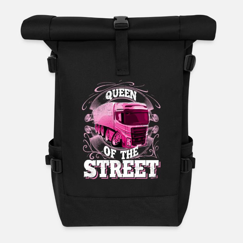 Lkw Fahrerin - Rolltop Rucksack - Schwarz