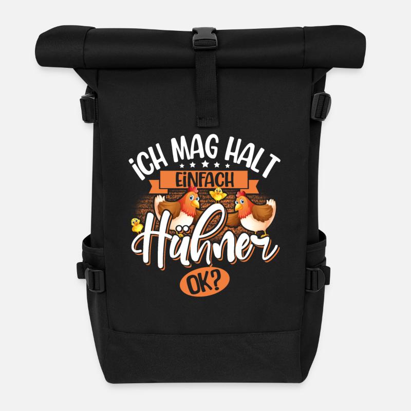 Ich Mag Halt Einfach Hühner Ok? - Rolltop Rucksack - Schwarz