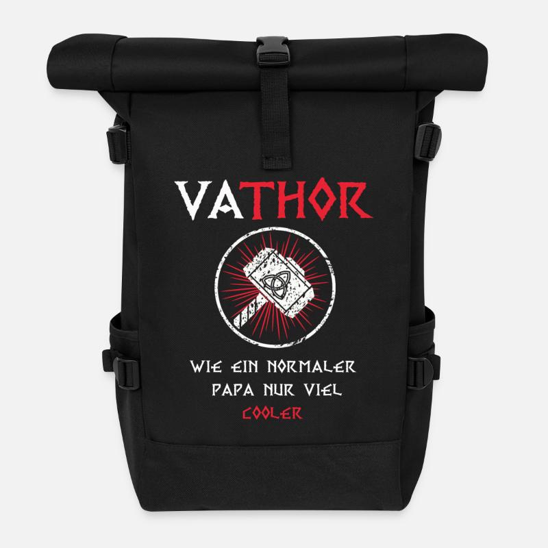 Fathor Vathor Vater Thor Hammer Vatertag Geschenk - Rolltop Rucksack - Schwarz