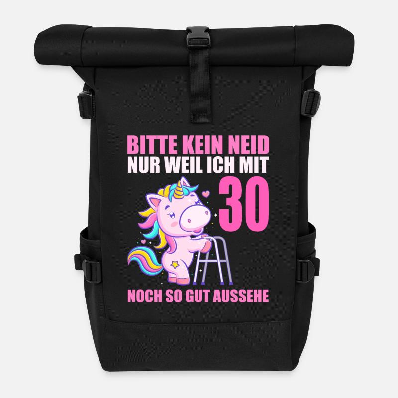 Bitte kein Neid 30 Jahre Einhorn Einhörner 30. - Rolltop Rucksack - Schwarz