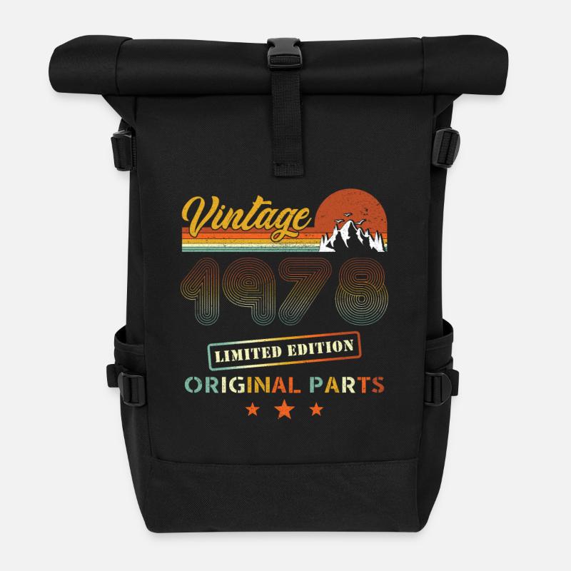 Vintage 1978 Retro Geburtstag - Rolltop Rucksack - Schwarz