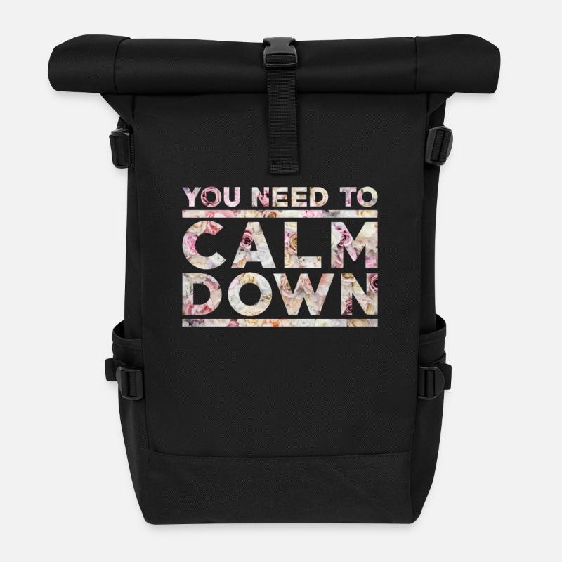 Calm Down - Rolltop Rucksack - Schwarz