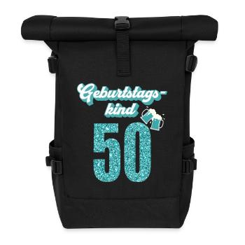 50. Geburtstag 50 Jahre 50er Geburtstagskind - Rolltop Rucksack - Schwarz - Vorne