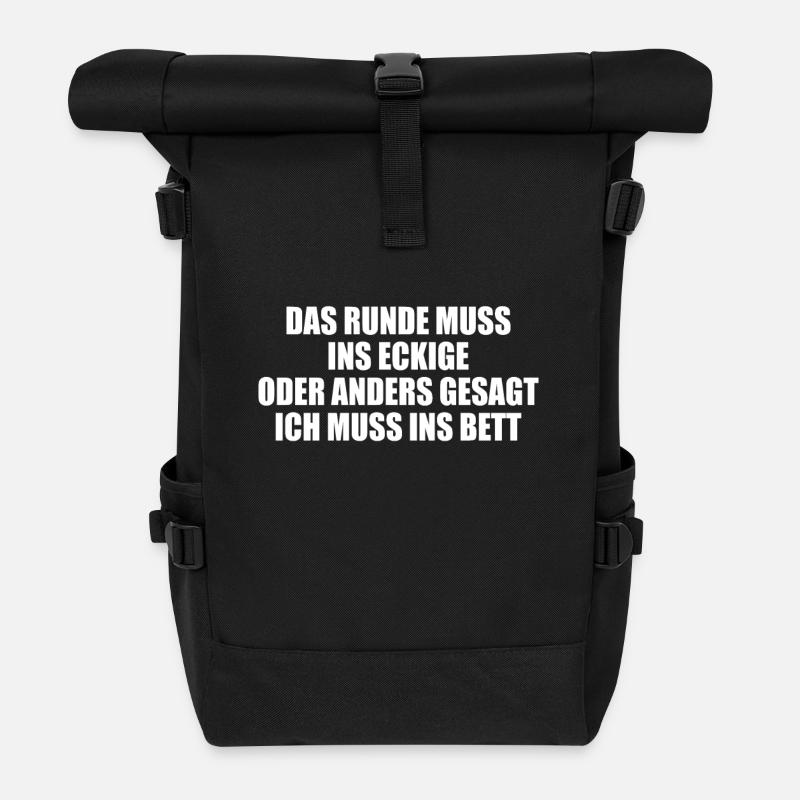 das Runde muss ins Eckige anders gesagt ich muss - Rolltop Rucksack - Schwarz