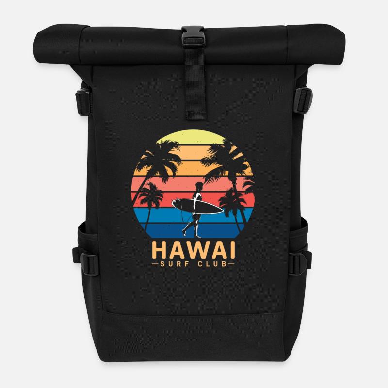 Hawai Surf Club - Rolltop Rucksack - Schwarz