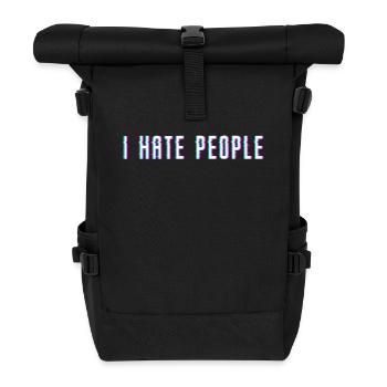 Ich hasse Menschen - Rolltop Rucksack - Schwarz - Vorne