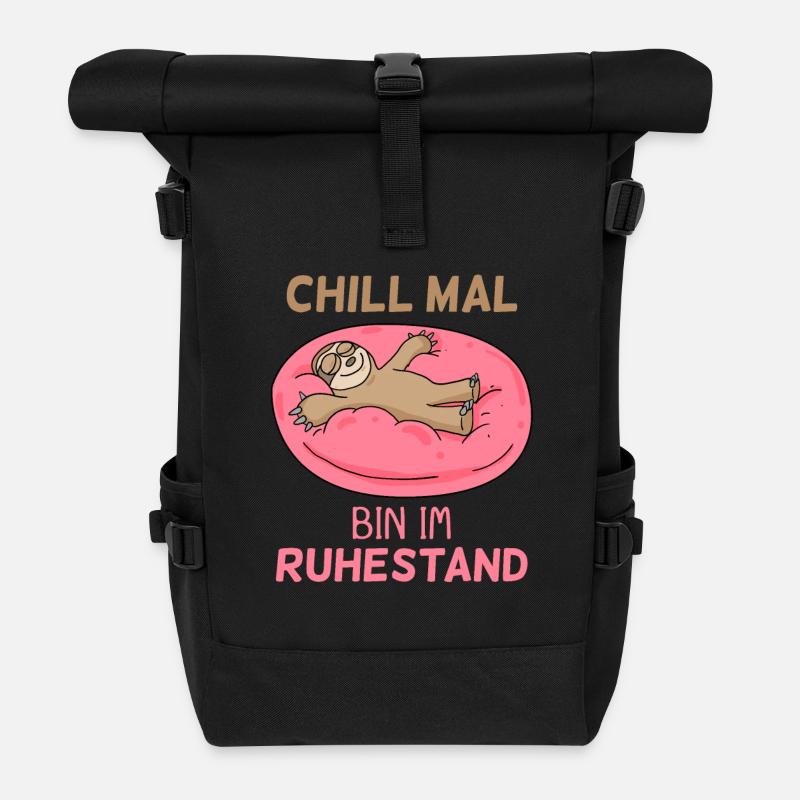 Endlich Rentner - Rente Spruch lustig - Rolltop Rucksack - Schwarz