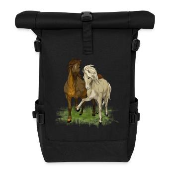 Horse love - drawing of loving horses - Roll Top Backpack - black - Front