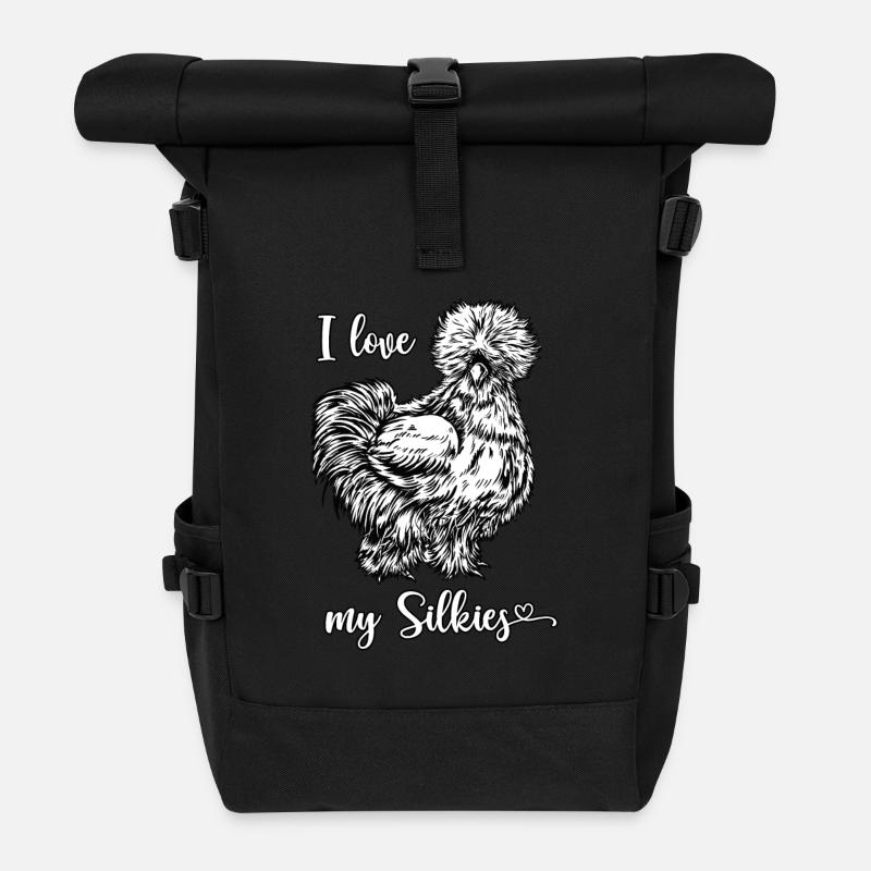 Ich liebe meine Seidenhühner - Rolltop Rucksack - Schwarz