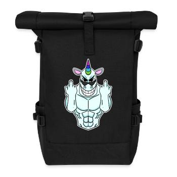 Unicorn middle finger - Roll Top Backpack - black - Front