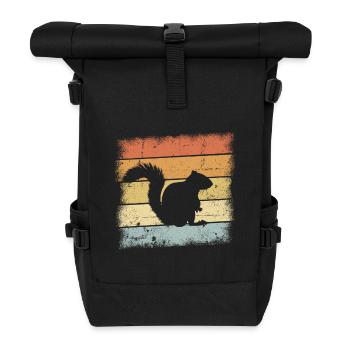 Écureuil retro design - Sac à dos roll top - noir - Devant