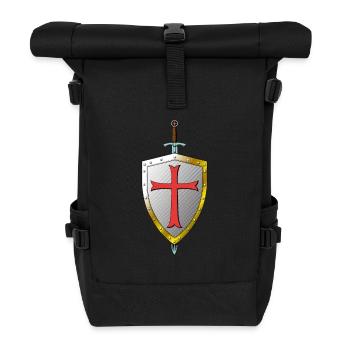 Templer Schild und Schwert - Tempelritter - Rolltop Rucksack - Schwarz - Vorne
