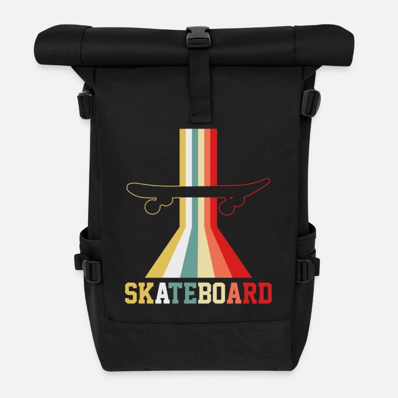 Skateboarden Skateboard Skateboarder Vintage - Rolltop Rucksack - Schwarz