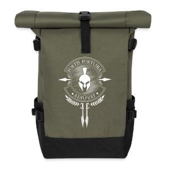 Fortis Fortuna Adiuvat - Latein - Rolltop Rucksack - Olive/Schwarz - Vorne