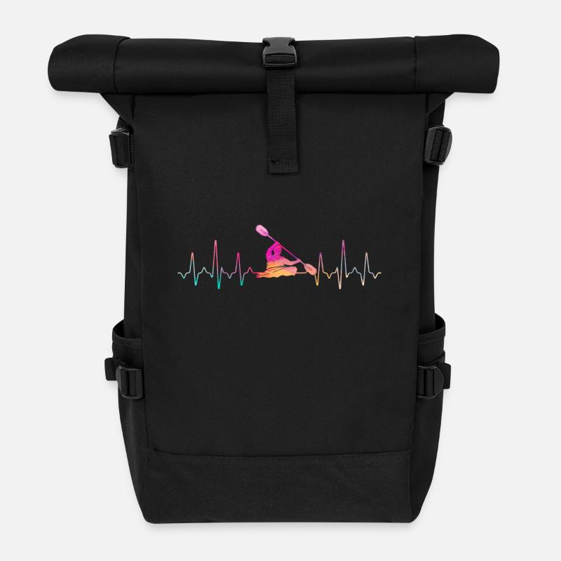 Kajak Heartbeat - Rolltop Rucksack - Schwarz