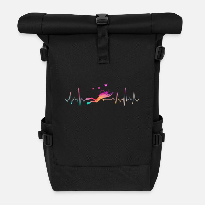 Tauchen Herzschlag - Rolltop Rucksack - Schwarz
