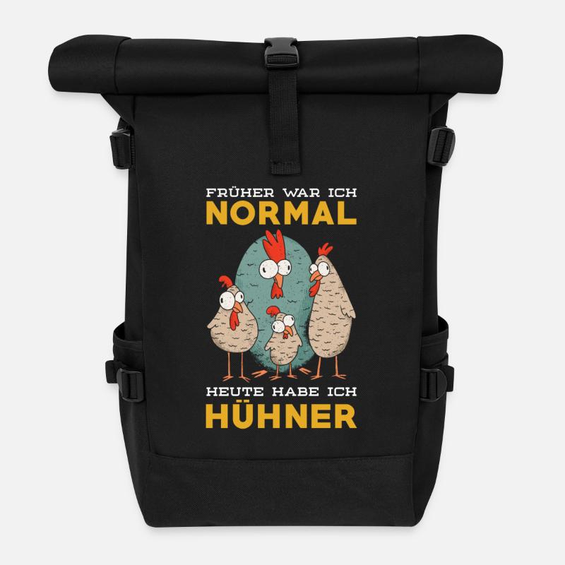 Hühner Spruch lustig - Rolltop Rucksack - Schwarz