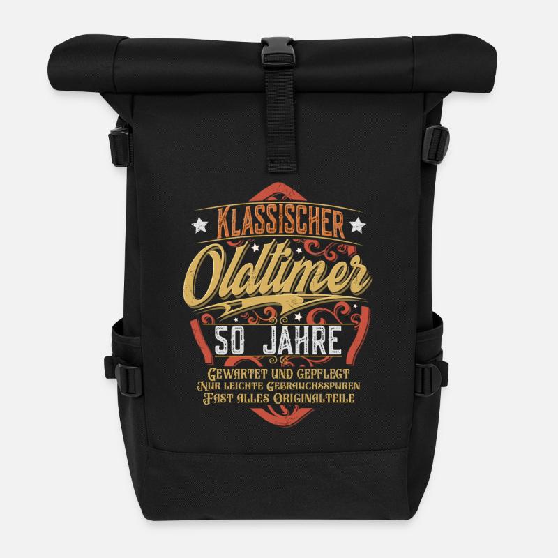 50. Geburtstag Oldtimer - Rolltop Rucksack - Schwarz