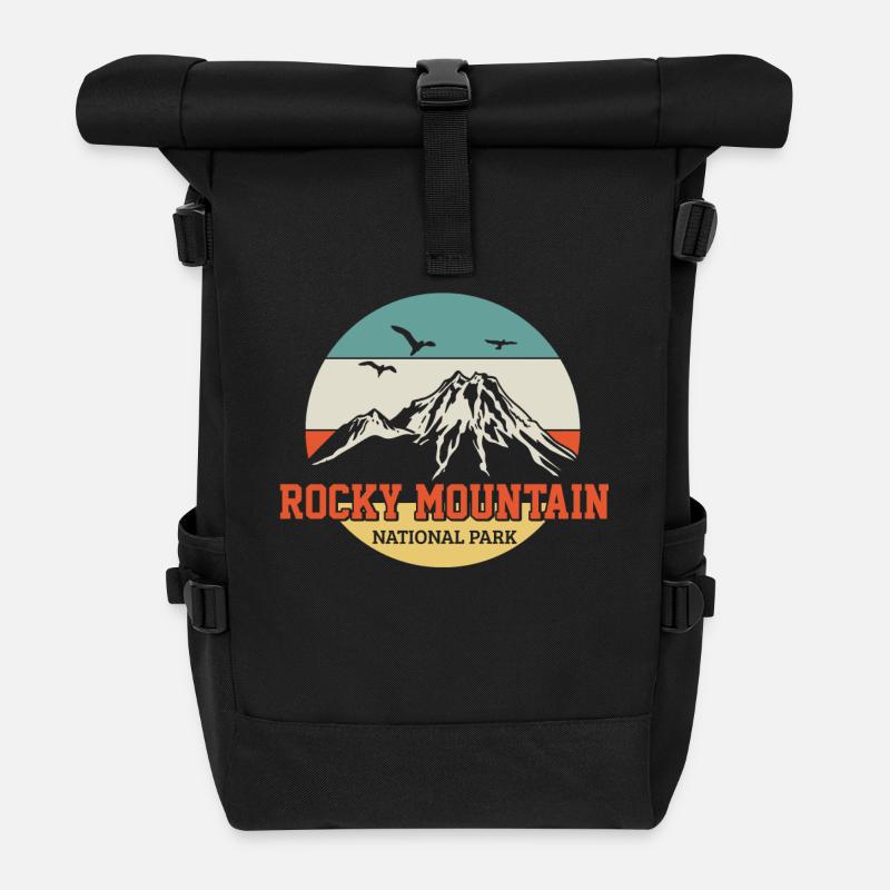 Rocky Mountain Wandern Vintage - Rolltop Rucksack - Schwarz